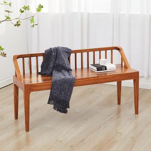 黑胡桃木全实木长凳带靠背家用茶桌凳餐厅原木餐桌长条凳子可定制