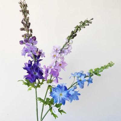 彷真大花飞燕草淡紫蓝色家居软装样板间装饰花艺客厅样板间装饰