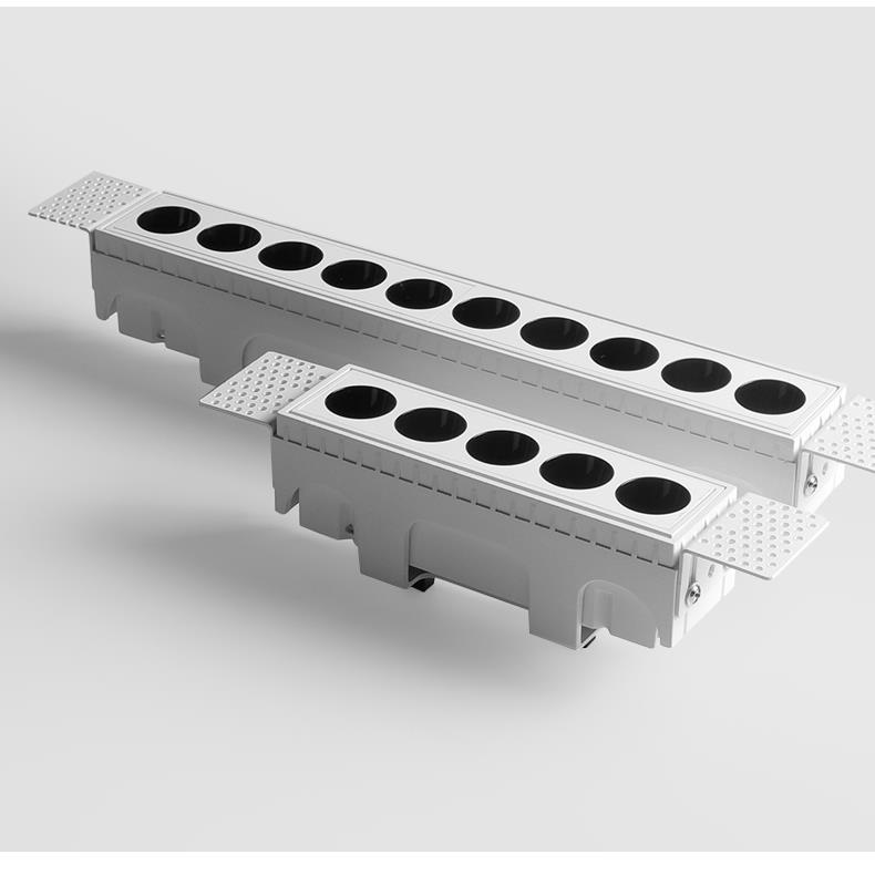 预埋式无边框格栅灯防眩长条圆孔线条灯客厅茶几餐桌射灯过道天花