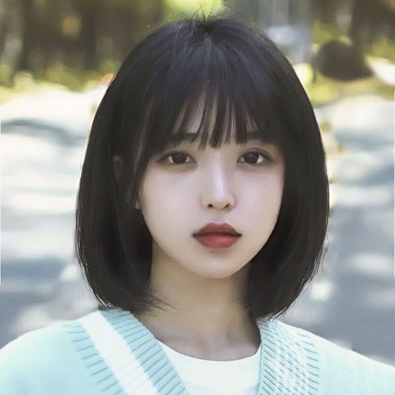假发女短发2023年时尚新款波波头自然全头套式中长发仿真发假发套