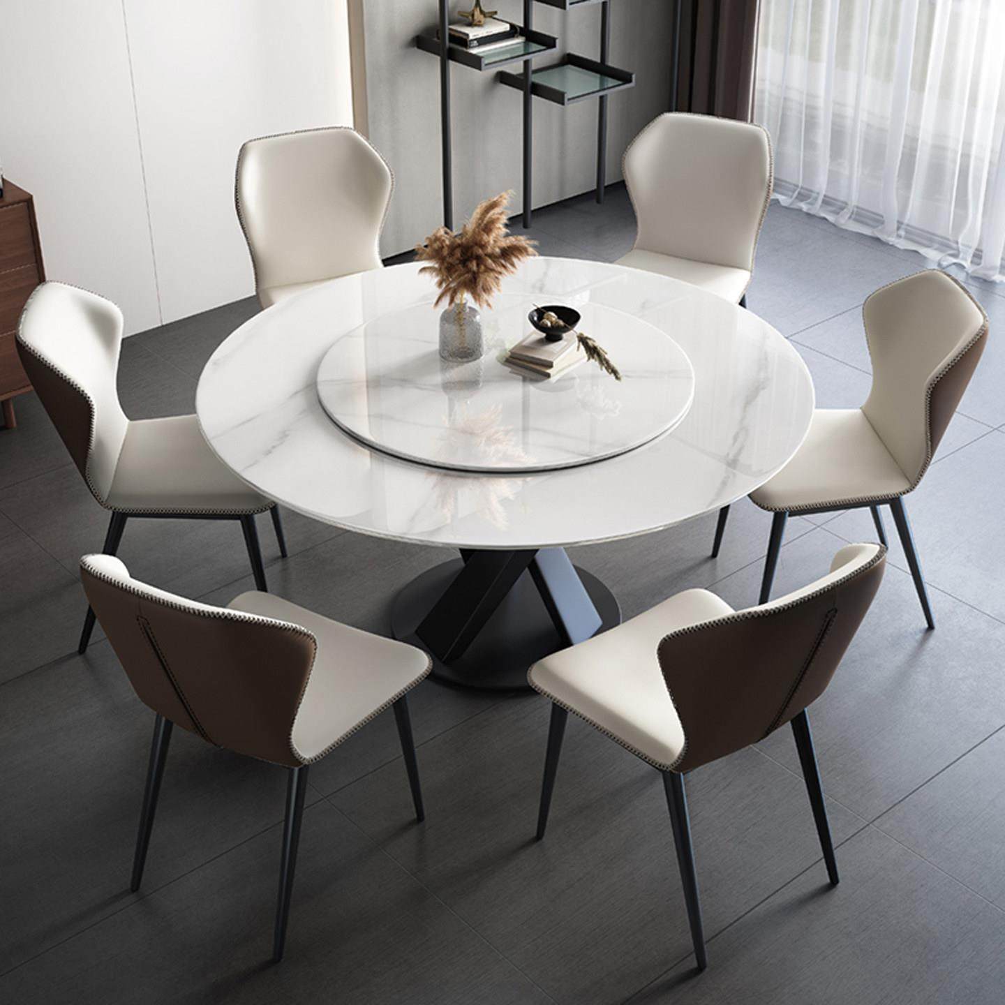 岩板圆餐桌家用圆桌大理石带转盘圆形餐桌现代简约商用吃饭桌组合,住宅家具,岩板餐桌,淘宝优惠券,粉丝福利购,淘宝优惠卷