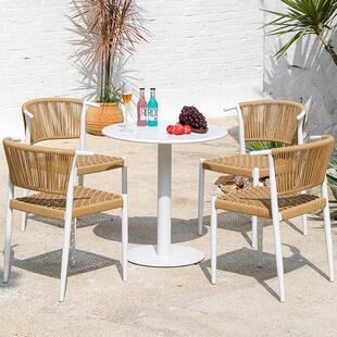 户外桌椅庭院阳台休闲区布置藤编花园全铝防水防晒别墅院子的桌椅