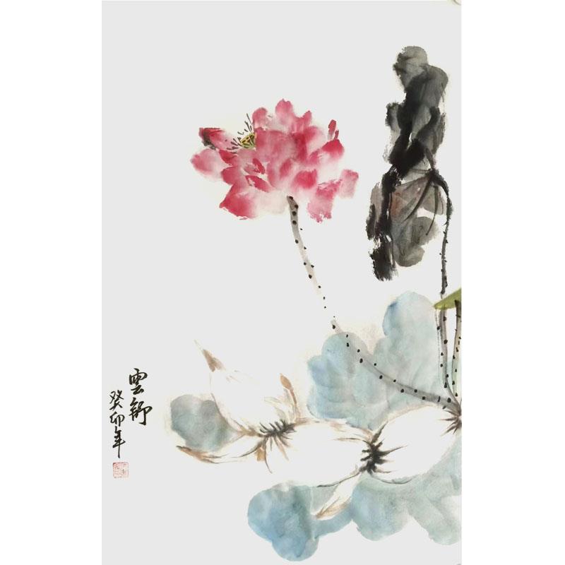 新中式手绘宣纸国画书房餐厅沙发背景墙卧室客厅装饰画电表箱挂画图片