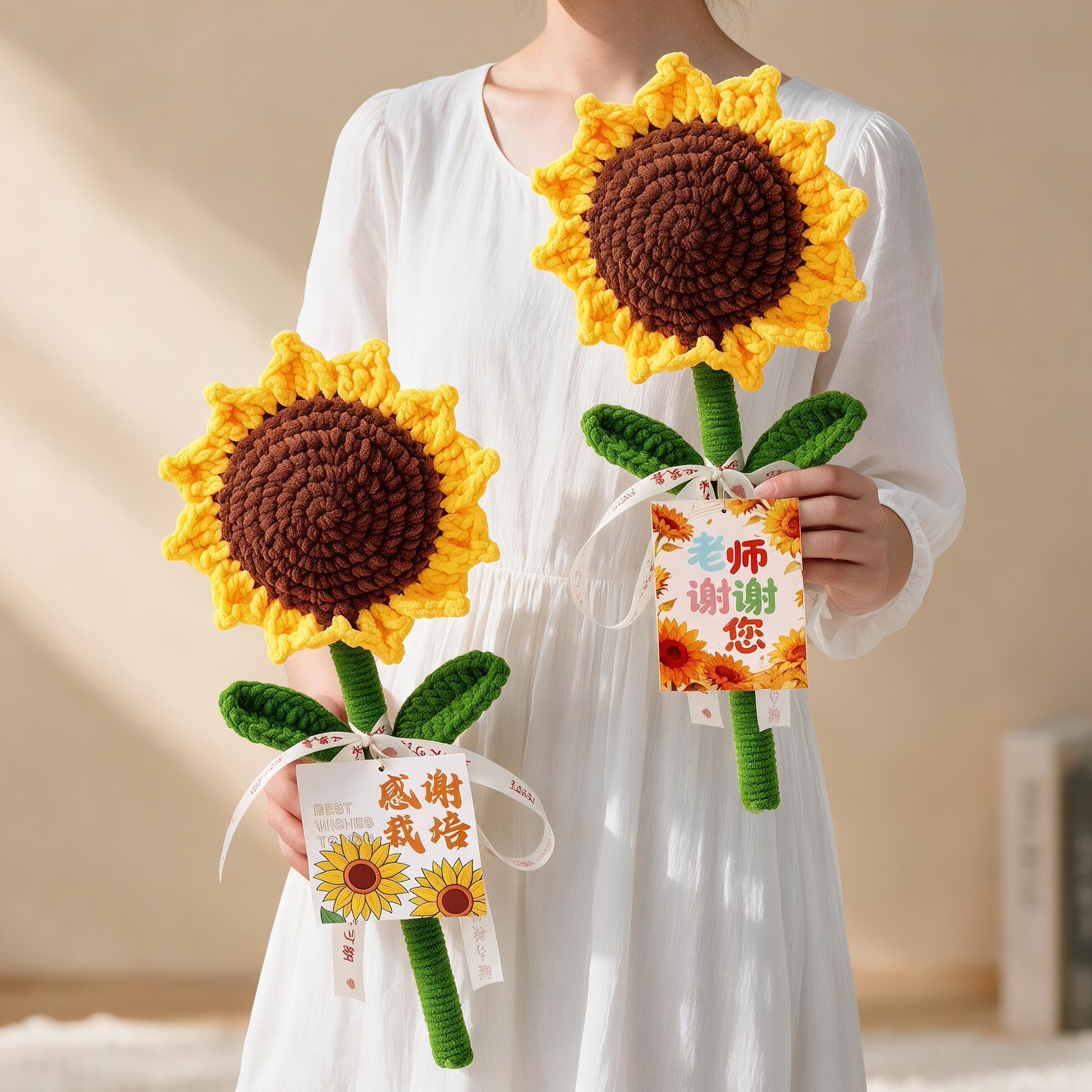 教师节送女老师向日葵手工花束图片