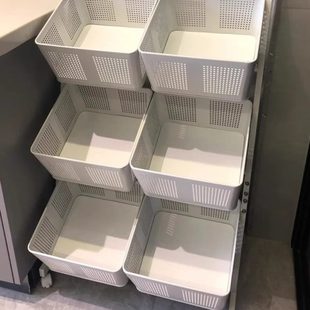 果家用小厨房零食收纳筐置物架落地多层蔬菜推车菜篮子架子储物架