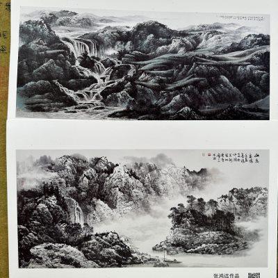 山水画横幅构图卡 山水画临摹范本 250克厚卡纸21×28.5厘米