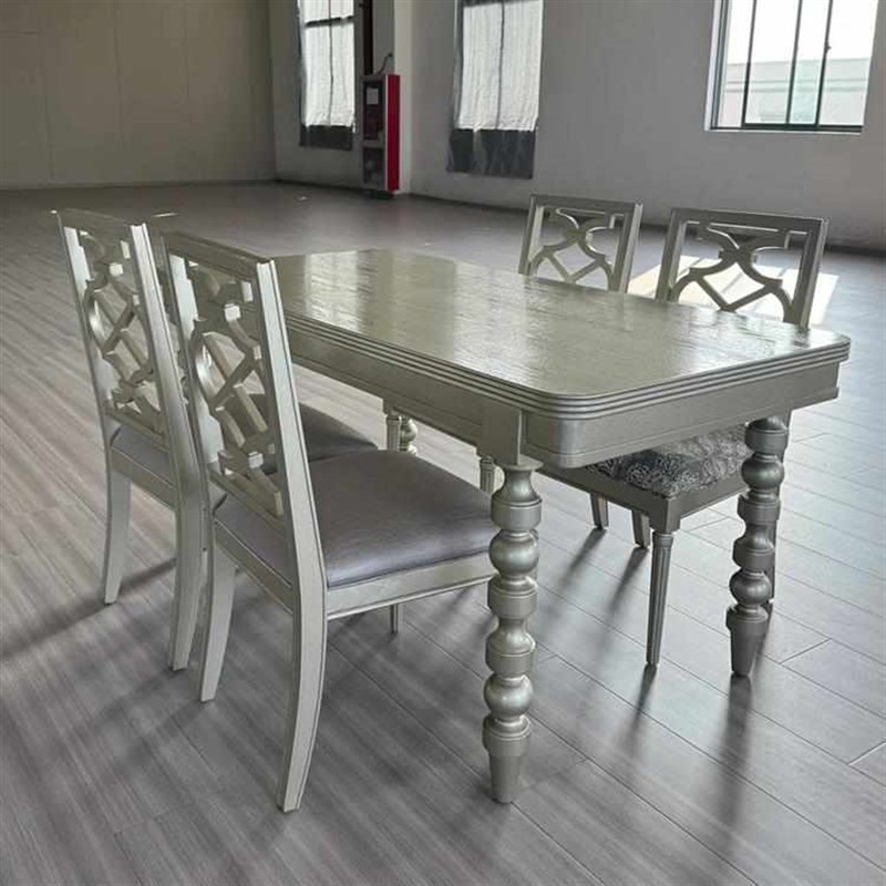 美式art轻奢香槟色p实木餐桌椅组合莫里印象长方形别墅餐厅吃饭桌