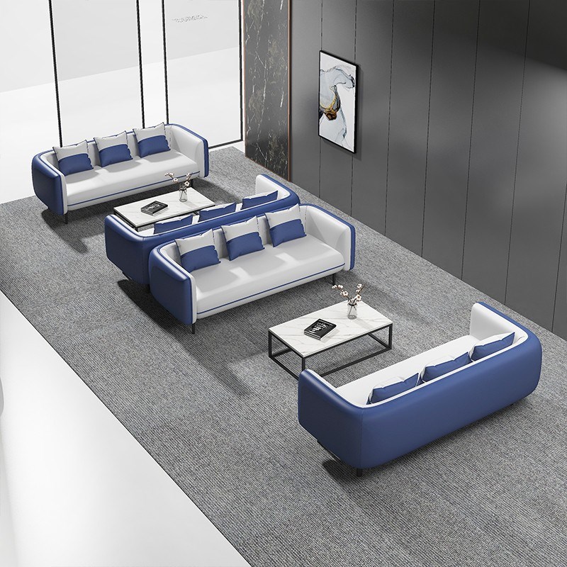 办公室沙发简约现代茶几组合4S休息洽谈区商务接待三人位酒店皮艺