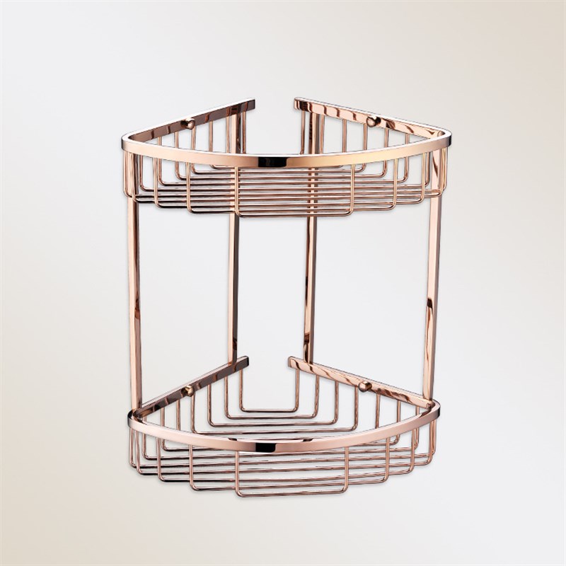 厂家热销家居不锈钢网篮洗手间置物架卫生间浴室双层收纳三角蓝