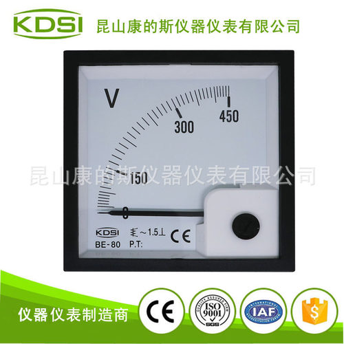 6L2同尺寸指针式电压表BE-80 AC450V方形开孔 固定式安装工业