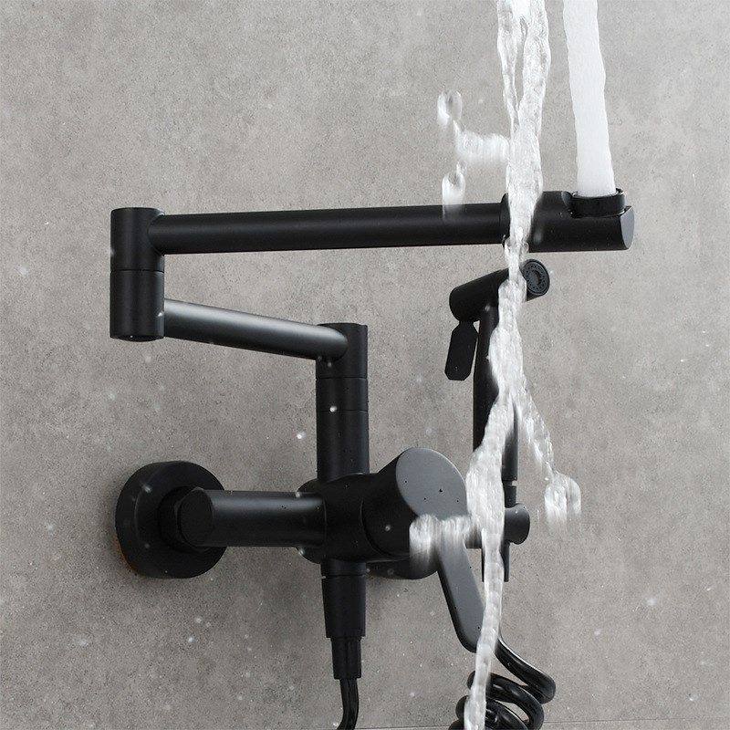 铜冷热面盆厨房水龙头折叠加长拉伸水龙头万向旋转阳台龙头