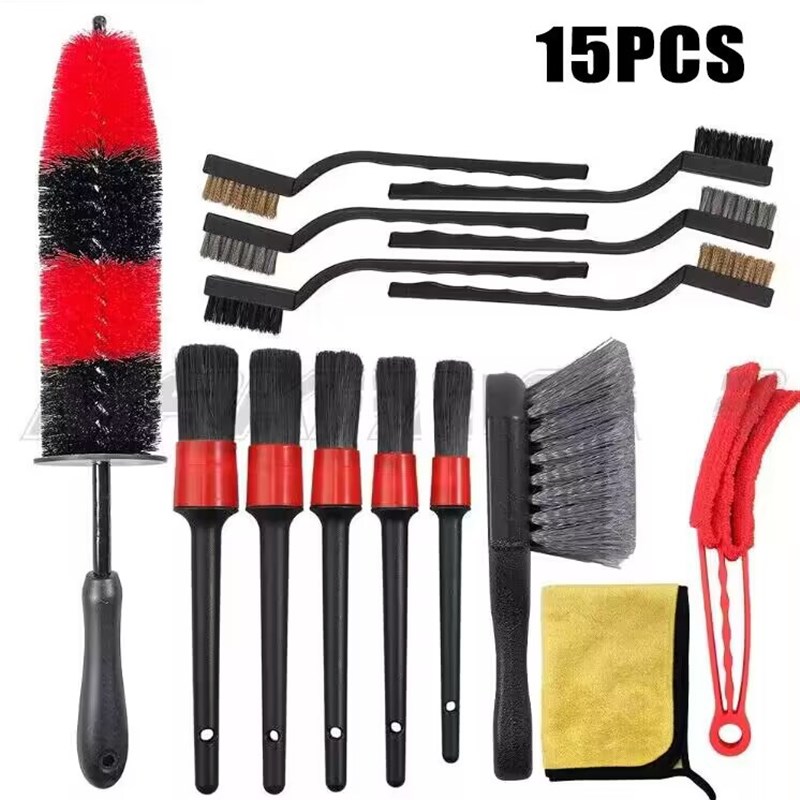 热卖15件套汽车清洁刷电钻刷头清洁刷轮胎清洁汽车内外洗车刷