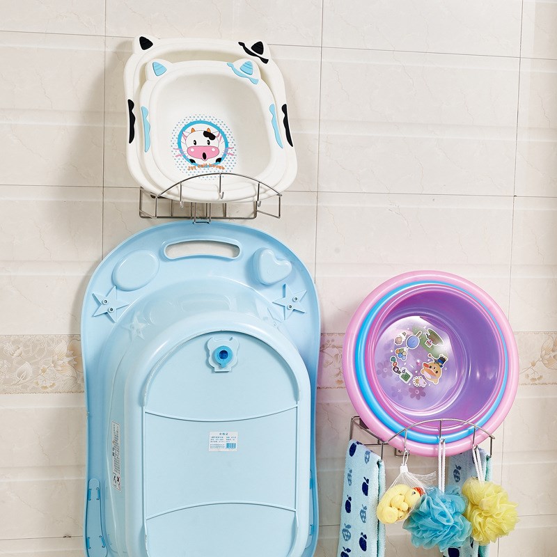 大号脸盆架 304不锈钢浴室厨房收纳挂架创意盆子置物架免打孔壁挂