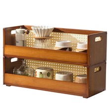 桌面马克杯收纳盒木质整理复古桌上杯子置物架实木办公室收纳分层