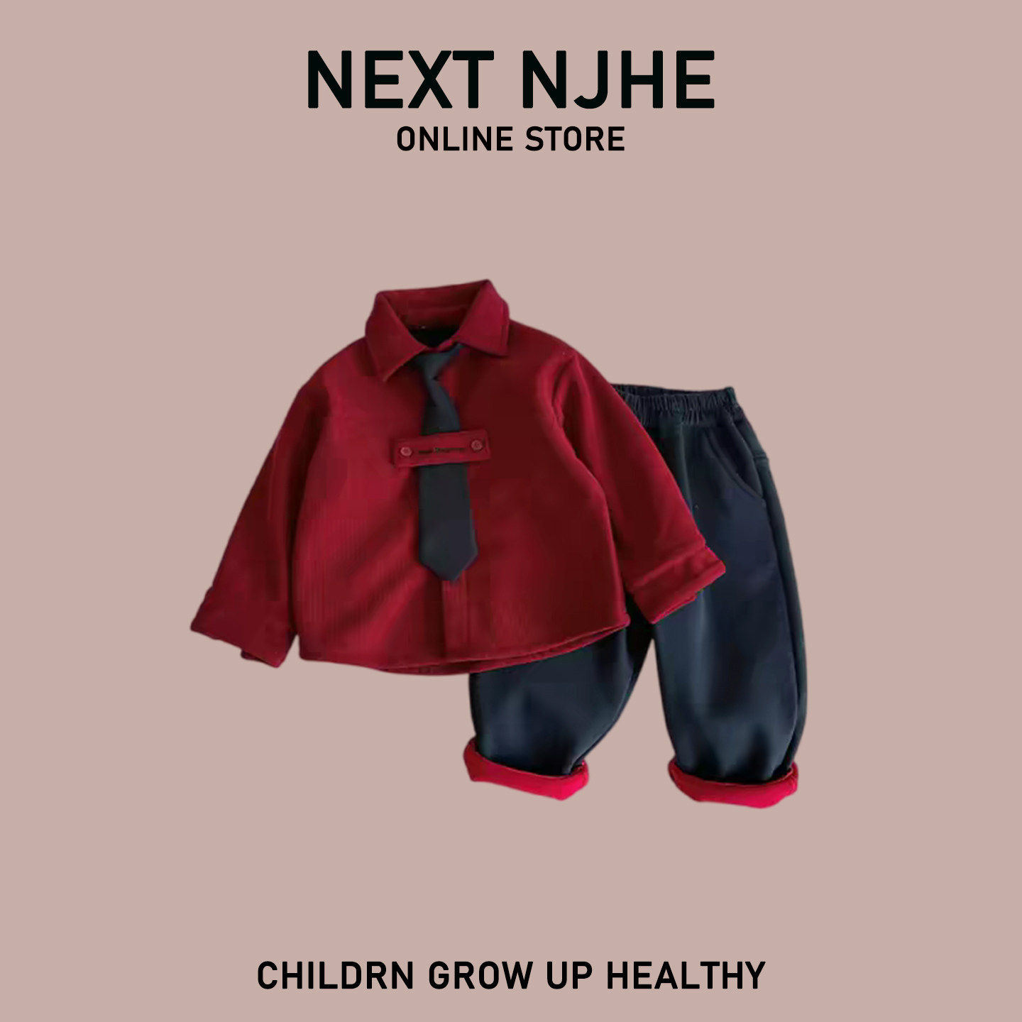 英国NEXT NJHE男童春装套装红色男宝宝周岁礼服新年帅气儿童西服