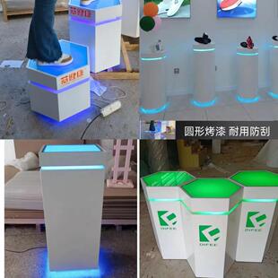 木制烤漆六角展台商业精品展柜带灯玻璃展台科技馆会展台发光地台