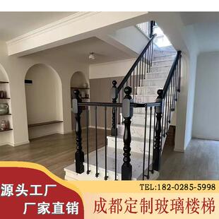 成都实木楼梯扶手立柱栏杆别墅家用简约阳台护栏室内外阁楼定制