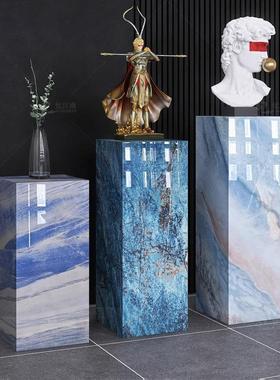 客厅岩板落地式花架子阳台轻奢高级感装饰品置物架大理石摆件底座