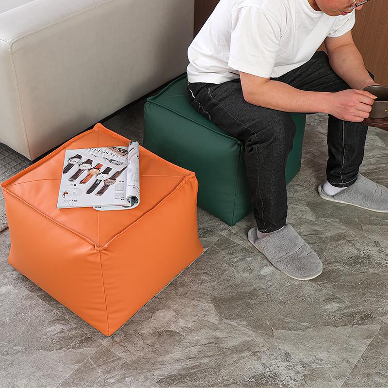 北欧蒲团坐垫皮质沙发轻奢换鞋凳坐矮凳茶几脚踏板凳客厅门口家用