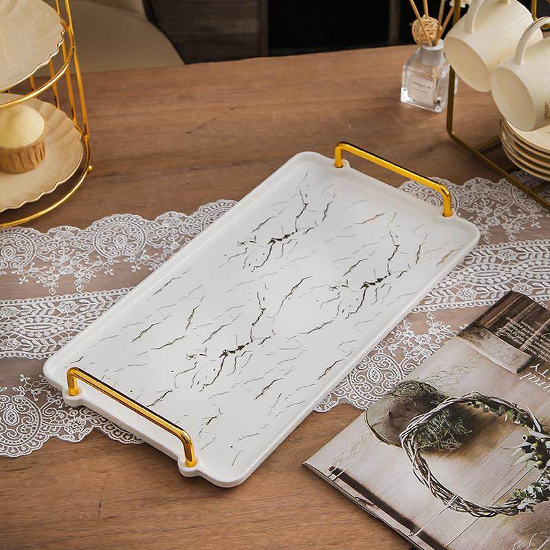轻奢陶瓷茶盘家用客厅茶几现代简约大理石纹理茶托卫生间收纳托盘,餐饮具,茶盘,淘宝优惠券,粉丝福利购,淘宝优惠卷