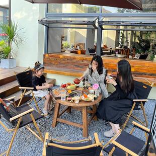 户外庭院桌椅围炉煮茶桌炭电两用茶馆炭炉煮砂锅桌茶台烧烤小圆桌