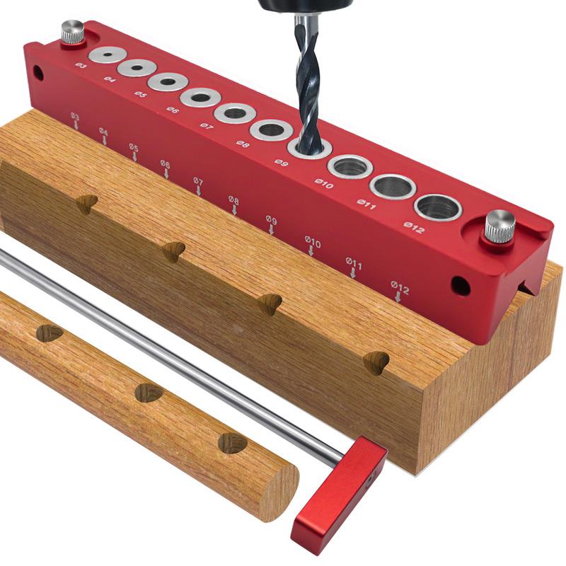 木工打孔定位器四方木45度钻孔圆木榫打孔器木工辅助定位板式拼板