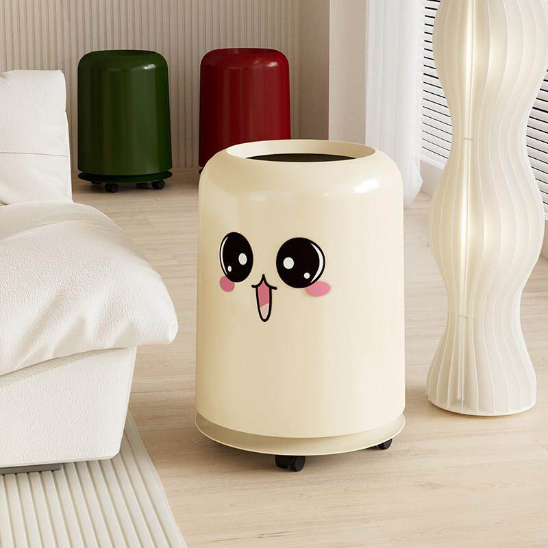 垃圾桶家用带轮子可移动2025新款小号无盖客厅卧室厨房化妆室纸篓