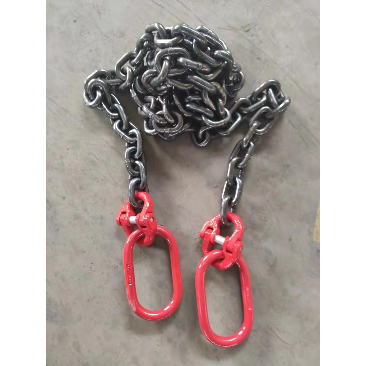 锰钢链条双吊环链条吊具双头环起重链条g80锰钢链条吊索具1235T吨