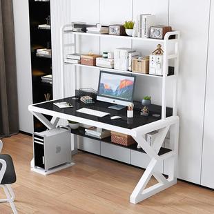 钢化玻璃电脑桌台式办公桌儿童学习桌家用学生书桌书架一体工作台