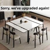 金属覆合岩板餐桌餐椅子组合家用正方形伸缩折叠饭桌实木小户型02