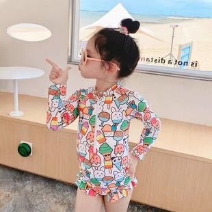 兒童泳衣女童連體中小童女孩速干防曬游泳服洋氣美人魚寶寶游泳衣