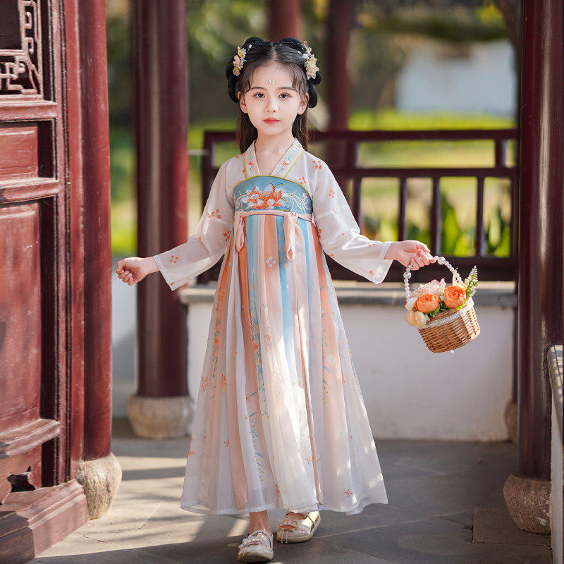 汉服女童2026春款儿童古装超仙唐装中国风小女孩古风春夏款连衣裙