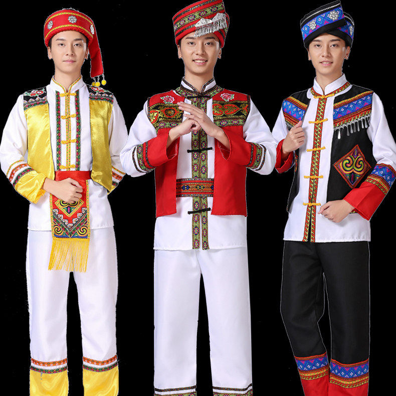 新壮族广西三月三少数民族演出服成人男瑶族侗族葫芦丝苗族表演服