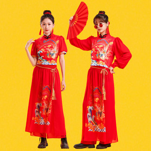 新款成人打鼓服中国风锣鼓队开场表演水鼓喜庆腰鼓舞蹈秧歌演出服