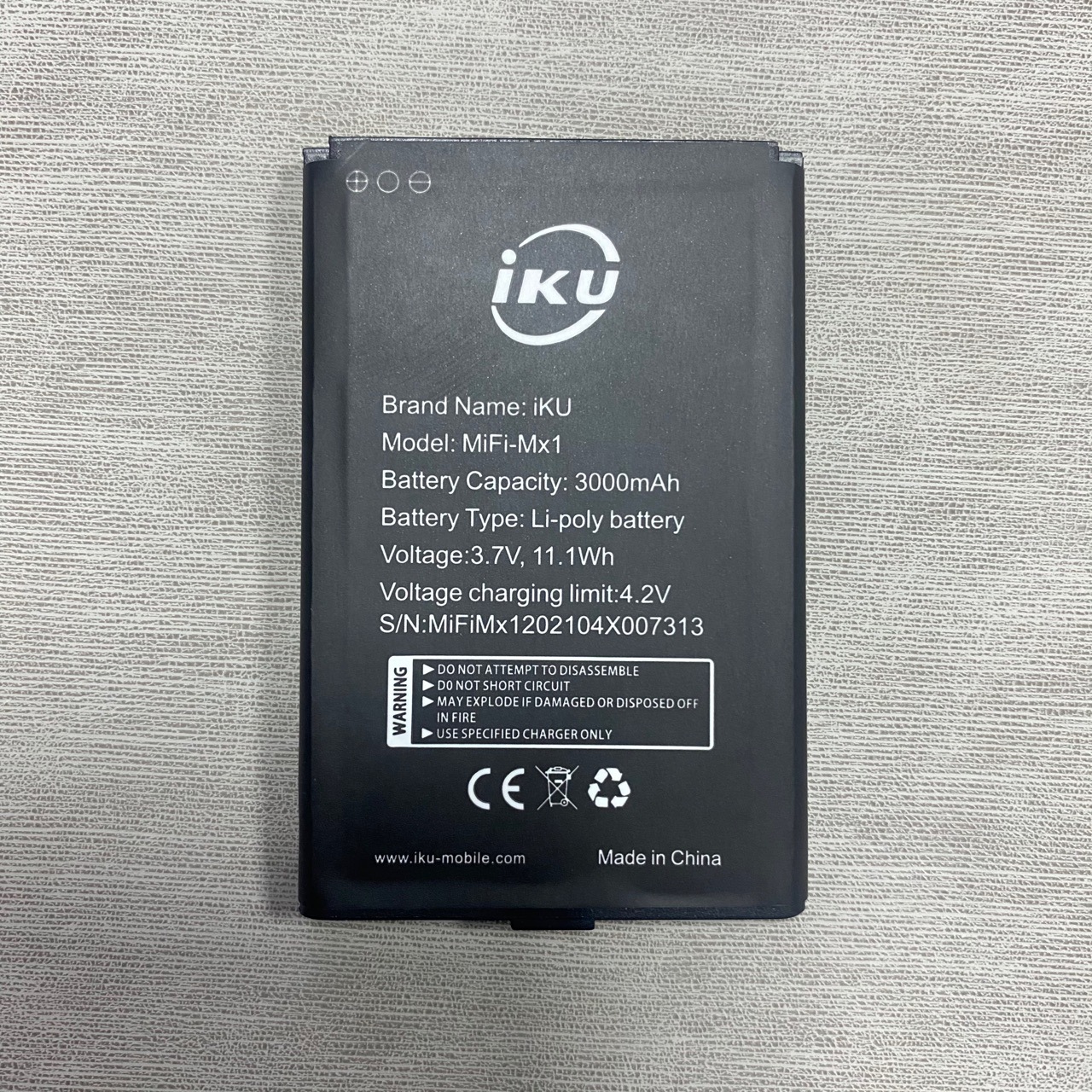 适用于iku 路由器 mifi-mx1 路由器电池 无线wifi 3000mah电池