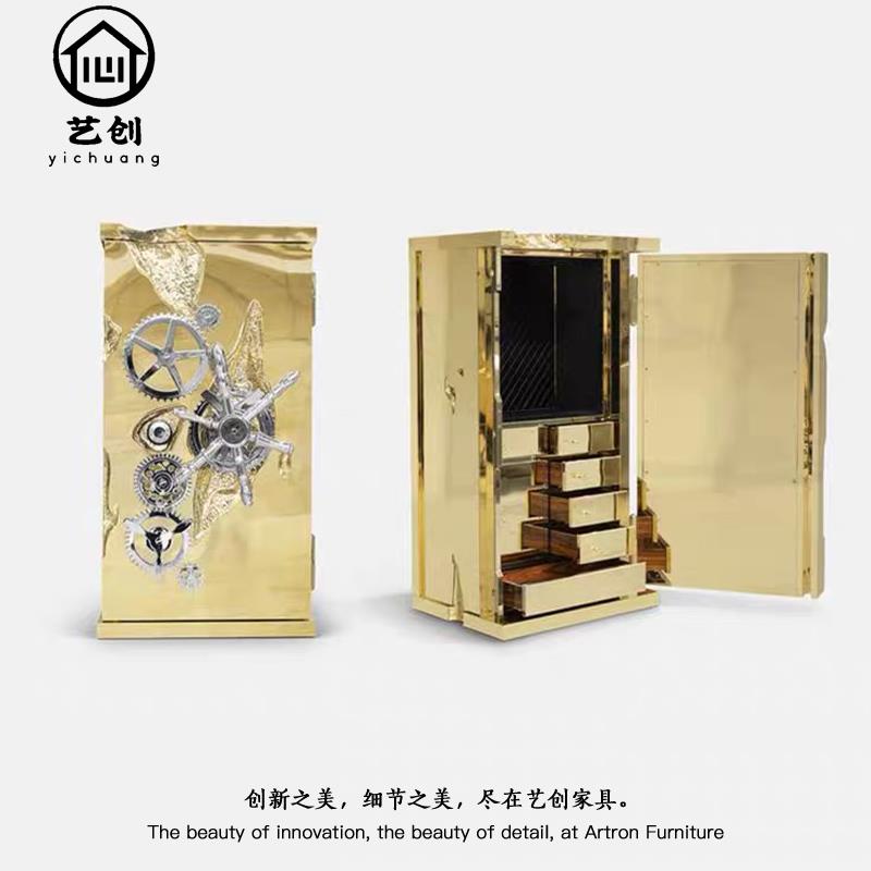 意式轻奢不锈钢机械锁保险柜高端设计师防盗箱别墅大号珠宝收纳柜