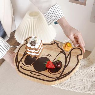 史迪仔实木家用辅食水果糕点砧板案板可爱餐盘餐具早餐盘点心碟