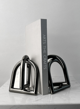 现代简约书档摆件几何书立样板房间客厅创意书房软装饰Y品金属书