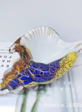 创意玻璃海螺摆件l现代简约家居软装工艺品玄关茶几电视柜摆设
