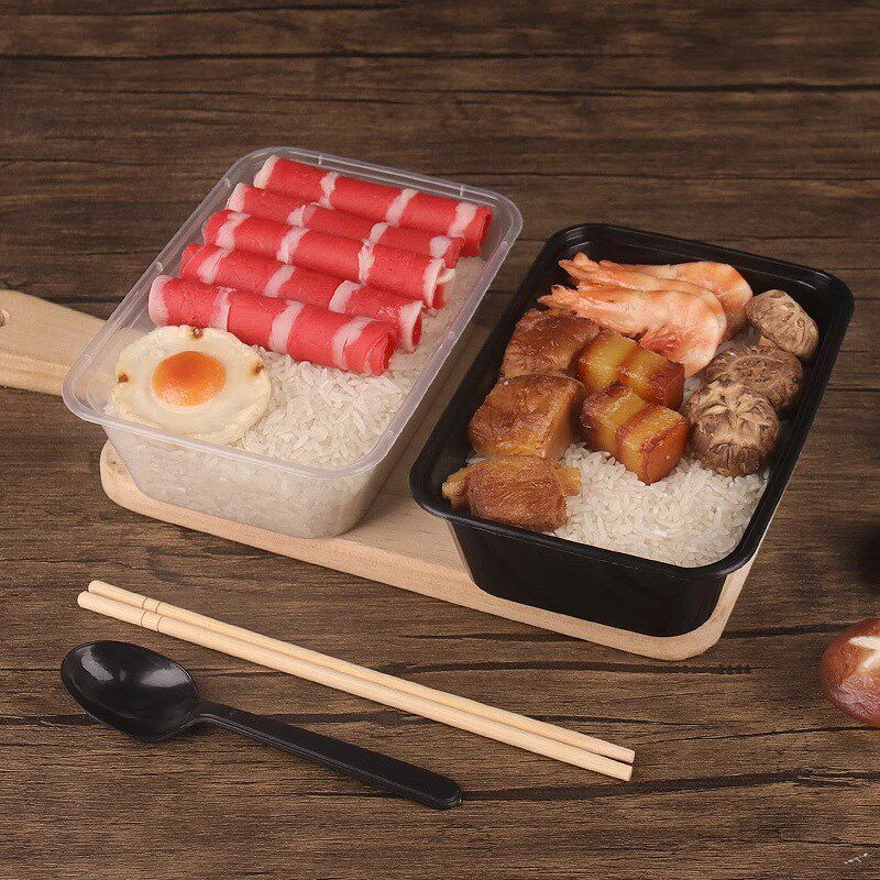 一次性餐盒商用外卖打包盒长方形圆形饭盒加厚透明塑料便当快餐盒