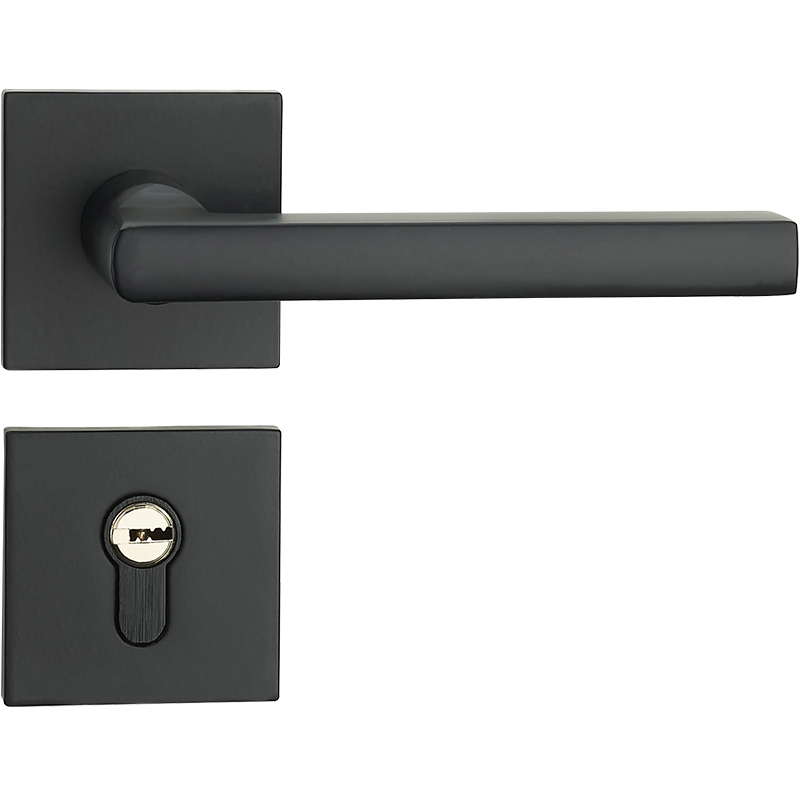 家用门锁通用型j分体锁具静音室内门锁卧室门门把手黑色房门锁五