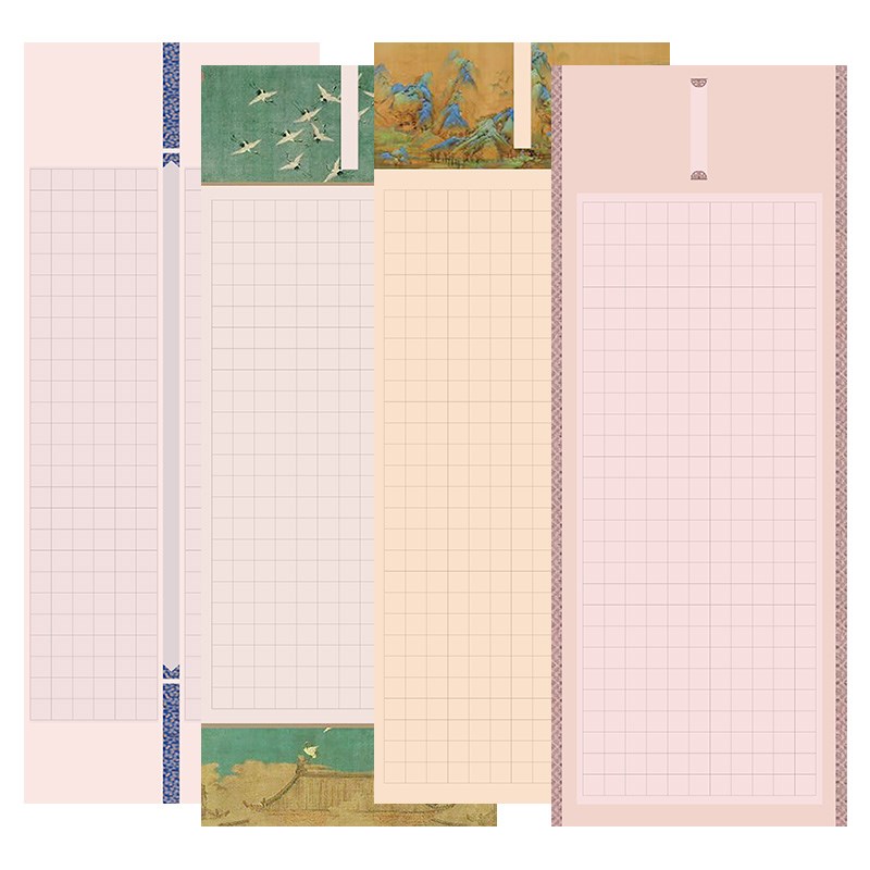 蜡染微喷方格宣纸带长格子六尺整张八尺国展作品纸半生半熟毛笔字