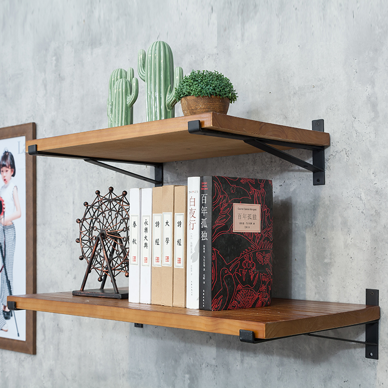 墙上置物架实木一字隔板层板墙壁书架壁挂厨房R收纳架墙壁装饰书