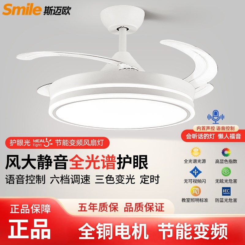 隐形风扇灯卧室新款吊扇灯具家用一体吊灯客厅餐厅电扇灯包安装