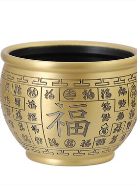 聚宝盆摆件家居百福缸进宝黄铜缸纯铜米缸客厅桌面摆件存钱罐