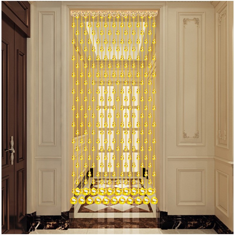 水晶葫芦珠帘h网红卧室门帘隔断玄关装饰客厅支撑杆厕所拱形挂帘