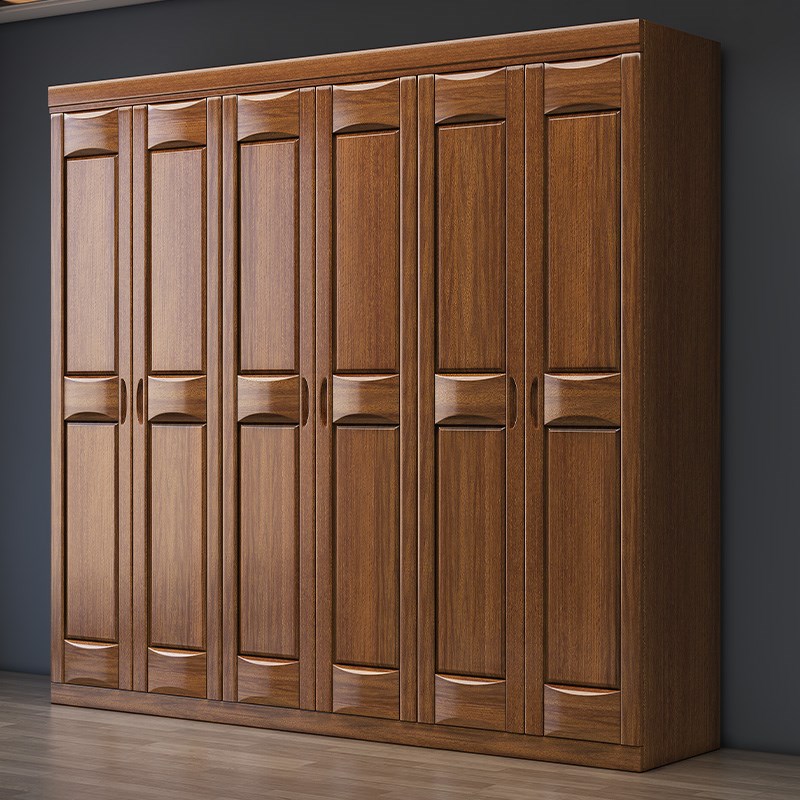 全实木衣柜家f用卧室小户型收纳现代简约对开门原木质3456门大衣
