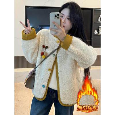 巨好看的独特漂亮初冬厚毛毛外套女2025新款宽松加绒棉衣保暖棉袄