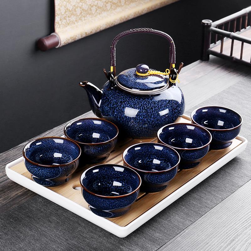 窑变建盏茶瓷具套组小整套家用覆古陶泡茶茶杯办壶BEH-69公室会带