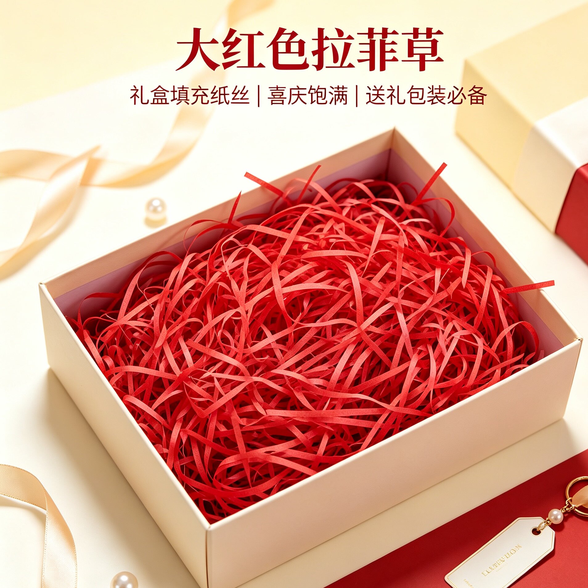 吉陶中国风大红棉纸装饰纸草